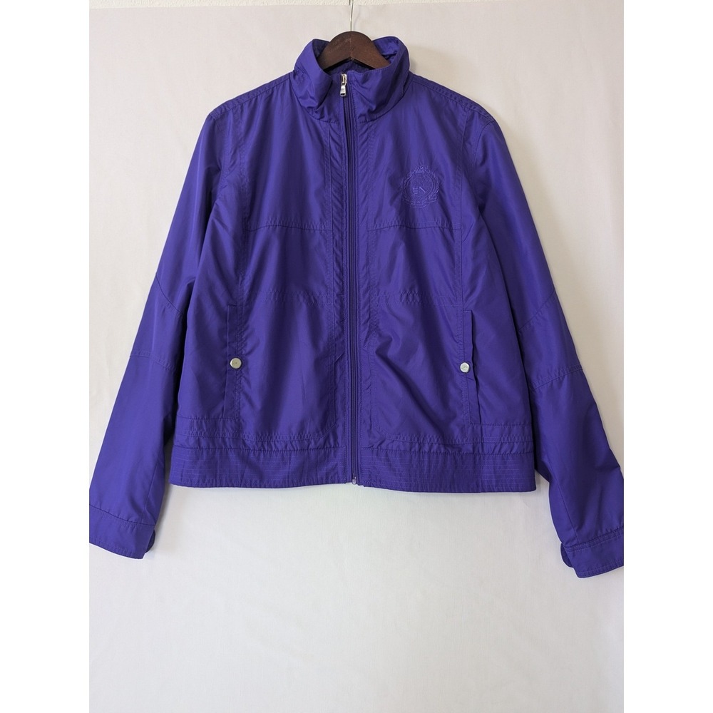 Lauren Ralph Lauren Active Purple Y2K Windbreaker Jacket XL Zip Up Crest Logo